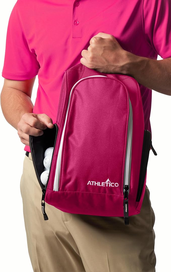 Athletico Golf Shoe Bag - Zippered Shoe Carrier Bags With Ventilation & Outside Pocket for Socks, Tees, etc. (Pink) - Image 7