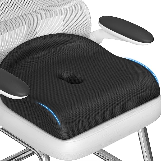 Ergonomic Memory Foam Seat Cushion for Office Chair, Black | Wheelchair Cushions for Tailbone, Hip, Sciatica Support, Soft & Breathable, Chair Pad for Long Sitting, Driving by Unknown