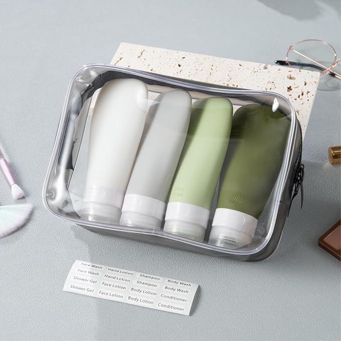 INSFIT Travel Bottles for Toiletries, TSA Approved 3oz Travel Size Containers, BPA Free Leak Proof Squeezable Silicone Tubes for Shampoo Conditioner Lotion Body Wash with Labels - Image 7