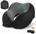 Travel Neck Pillows for Airplanes Memory Foam Neck Pillow for Traveling Adjustable Travel Pillow for Sleeping, Airplane,Train, Car with Eye Mask, Earplugs, Carry Bag by HITSZS