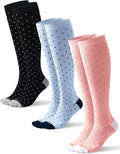 Light Compression Cotton Socks 8-15 mmHg for Women Men (3 Pairs) - Soft Knee High Socks for Comfort Support, Easy On by Bbfrey