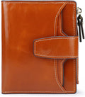 Women's RFID Blocking Leather Small Compact Bi-fold Zipper Pocket Wallet Card Case Purse with id Window by AINIMOER