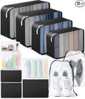 ALL INCLUDED - 12 Set Packing Cubes for Suitcases Carry On, Travel Essentials/Accessories Luggage Organizer Bags Set, Includes Cubes, Shoes Bag, Matte Cosmetic Bag, Zipper Bags by WULIVA