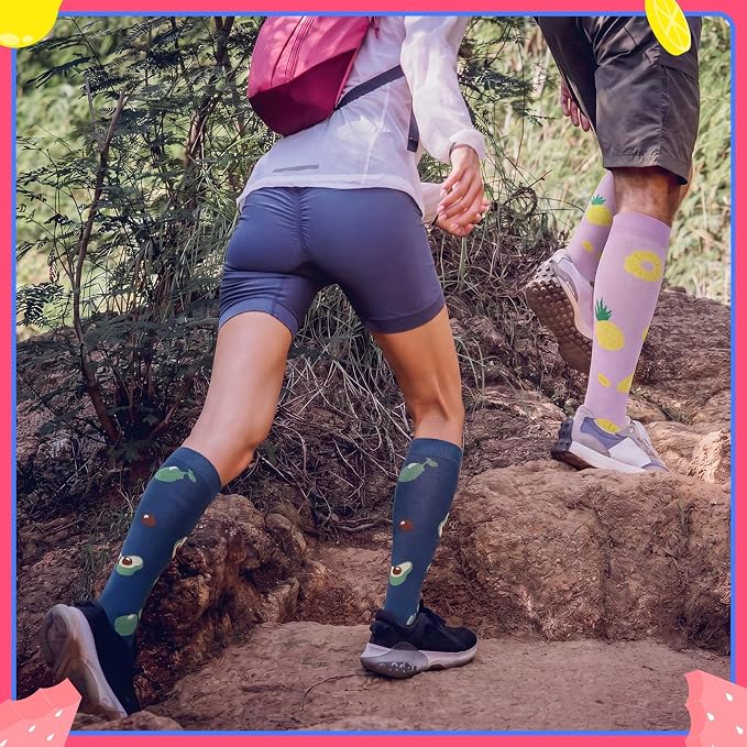 6 Pairs Compression Socks for Women Men, Wide Calf | Knee High Compression Socks, Graduated 14.5 - 30.9 mmHg Support, Women Nurses Travel Yoga Running Circulation - Image 8
