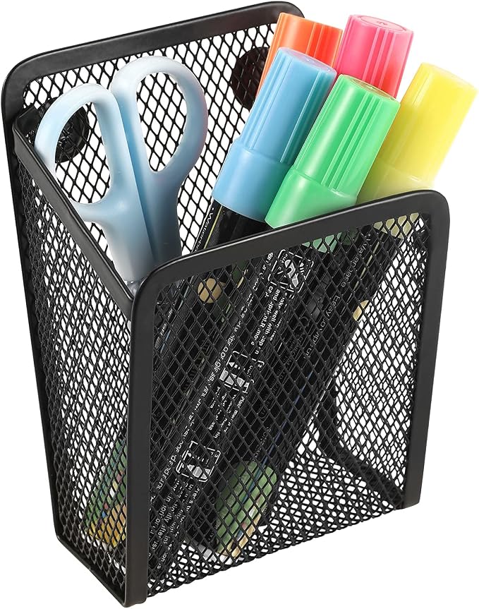 Magnetic Pencil Holder,Mesh Stainless Steel Pen Basket, Metal Writing Utensil Storage Organizer for Whiteboard,Blackboard,Kitchen, Locker, Home, or Office | Metal Writing Utensil Storage Organizer for Whiteboard,Blackboard,Kitchen, Locker, Home, or Office by Sanpaint
