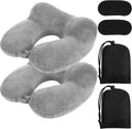 Sintuff 2 Pack Inflatable Travel Pillow for Airplanes Inflatable Neck Flight Pillows with Compact Bag and Blindfold for Traveling, Airplane, Train, Car, Office(Gray) by Sintuff