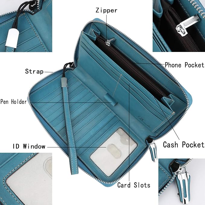 Small Compact Women Wallet RFID Blocking Genuine Leather Bifold Purse with ID Windows - Image 4