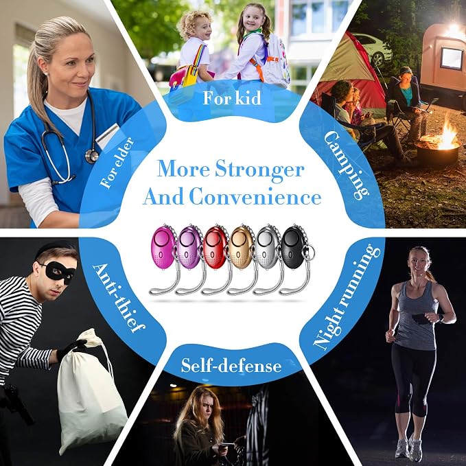 12-Piece Personal Alarm Set, Emergency LED Light Keychain Alarms in 6 Colors for Women & Men - Image 4