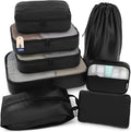 Shacke 8 Set Packing Cubes for Travel, Shoe & Toiletry Bags (Air Black) | Complete Suitcase Organizer Bags Set: 4 Luggage Packing Cubes + Laundry, Shoe, Toiletry & Accessories Bags for Any Trip by Shacke
