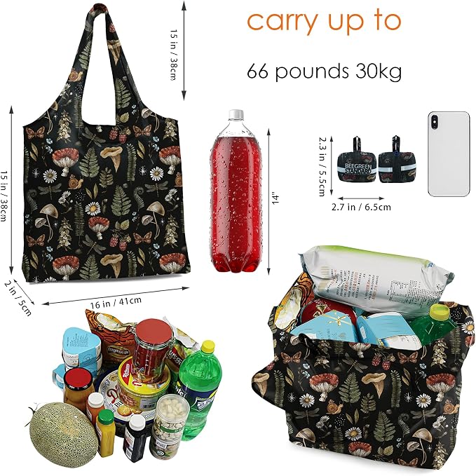 BeeGreen Reusable Grocery Shopping Bag -Travel Tote Bag - Foldable Compact Sturdy Bags - Image 3