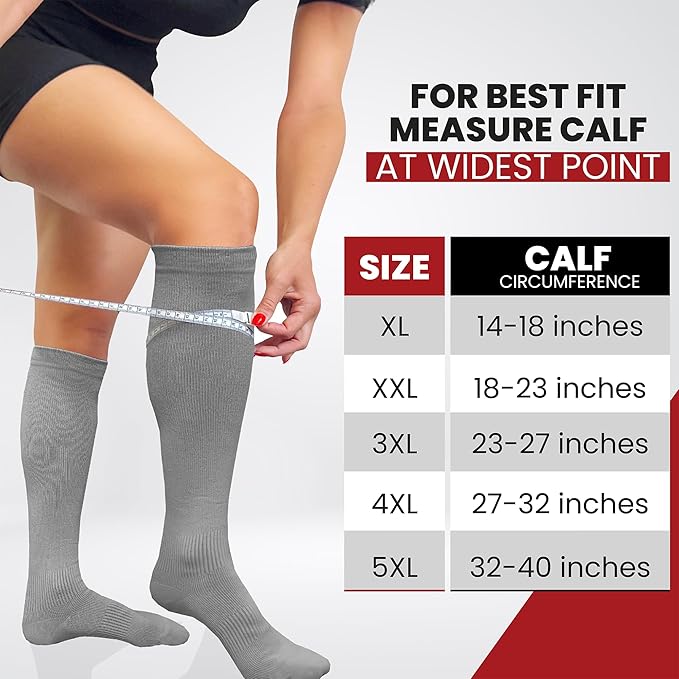 BAMS Plus Size Compression Socks Wide Calf XL XXL XXXL – Graduated Knee-High Support, Viscose from Bamboo Easy-On/Easy-Off - Image 2
