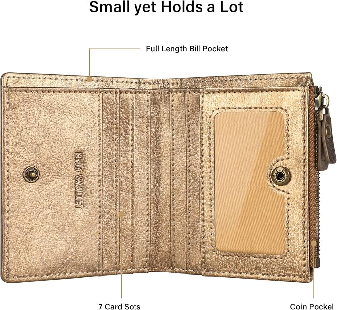 Ultra Thin Small Compact Leather Womens Girls Wallets RFID Blocking Credit Card Holder for Women - Image 4