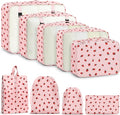 9 Set Packing Cubes for Travel Essentials - Lightweight Carry-On Luggage Organizer Bags with Shoe, Clothes & Laundry Bags for Airplane, Family & Business Travel, Pink strawberry by Unknown