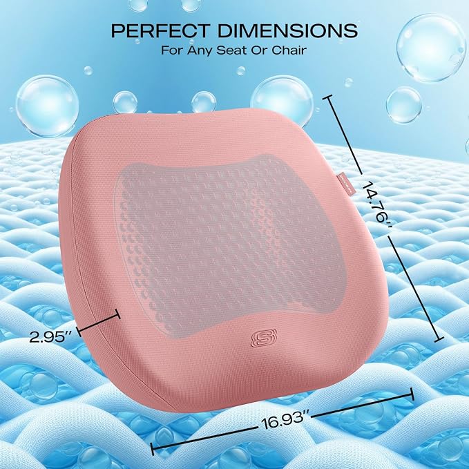 Skechers Seat Cushion Premium Gel & Memory Foam-Office Chair Cushion for Tailbone Pain Relief,Butt Pillow for Office Chair,Car seat Cushion,Long Sitting Office Workers,and Car Drivers,Pink - Image 5