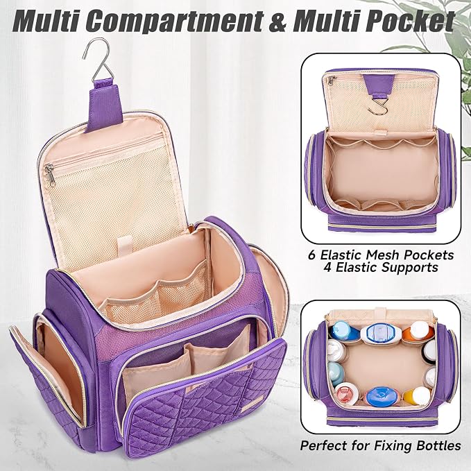 Tealari Large Toiletry Bag for Women Men,Bathroom Bag,Water Resistant Shower Bag,Makeup Bag,Portable Shower Caddy for College Dorm,Hanging Travel Toiletry Bag with Transparent Waterproof Phone Pocket - Image 5