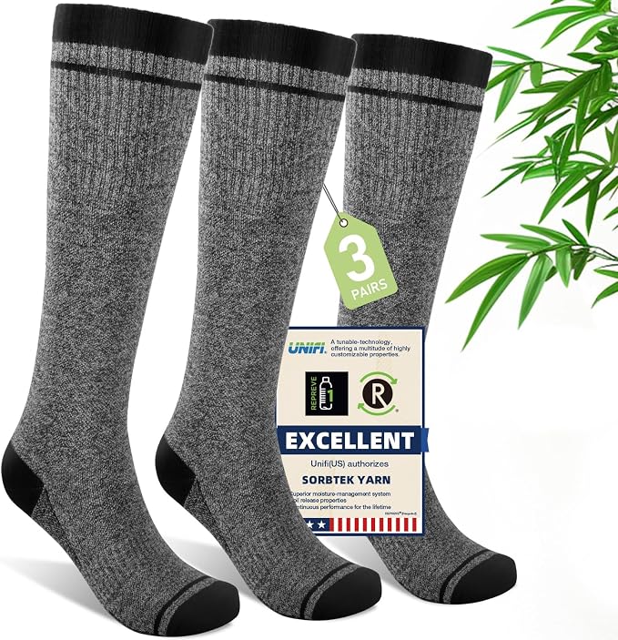 Compression Socks Women & Men, 15-20 mmHg Bamboo Viscose Knee High Soft Support for Flying Travel Daily by Unknown