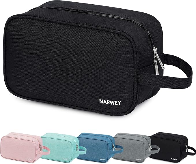 Narwey Travel Toiletry Bag for Women Traveling Dopp Kit Men Travel Bag for Toiletries Cosmetic Bag Makeup Bag Medicine Bag for Traveling (Black) by Narwey
