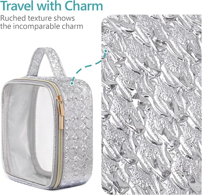 Clear Makeup Bag Foldable - TSA Approved Toiletry Bag for Travel | Metal Zipper, Reinforced Seam, Water Resistant, Medium for Carry-on, Large for Checked Luggage, for Car Storage Organizer - Image 3