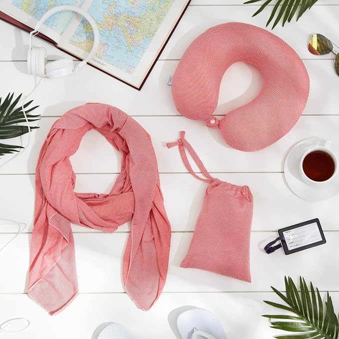 Bucky Jersey Stripe Comfort Travel Accessories, Blanket Scarf, Pink Stripe, One Size - Image 7