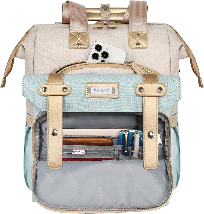 FALANKO Laptop Backpack for Women,17 inch Computer Backpack for Work School Nurse Teacher Business College with Laptop Compartment,RFID, Water-resistant Large Wide Open Travel Backpack Bookbag - Image 5