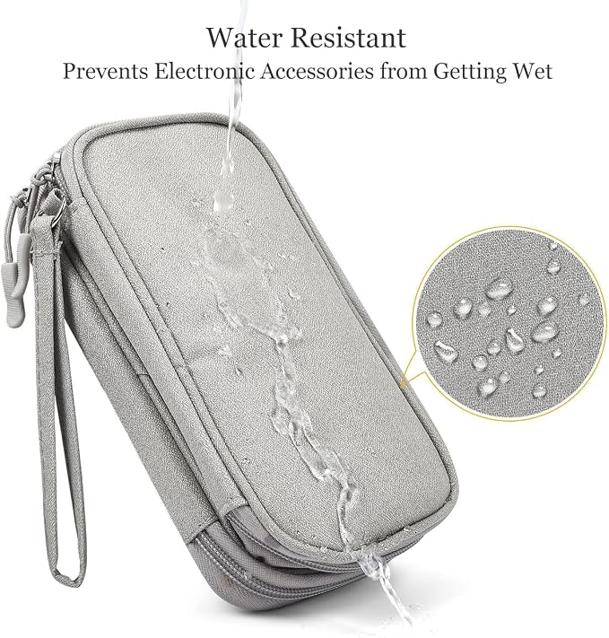 CAOODKDK Electronic Organizer Bag, Waterproof Portable Electronic Organizer Travel Accessories Cable Bag Universal Cord Storage Case for CableCord Storage Double Layer - Gray, Large - Image 6