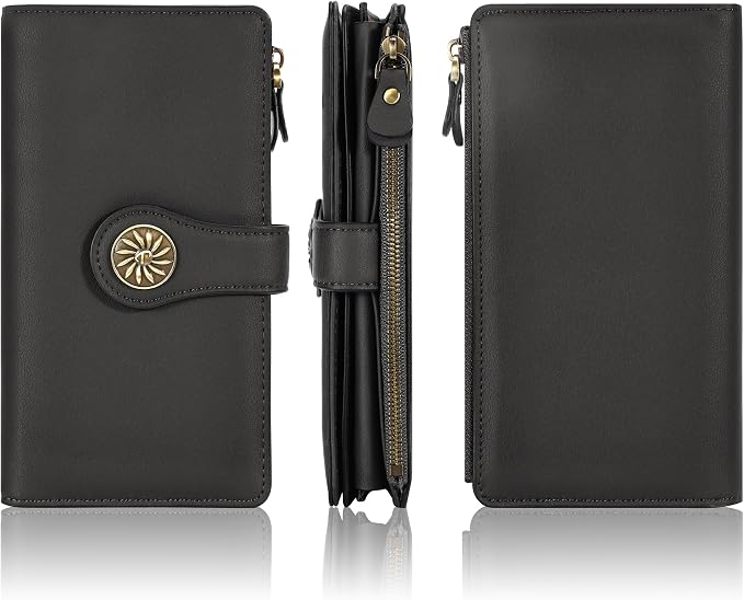 Travelambo Women's Wallet RFID Blocking Trifold Clutch Large Capacity Credit Card Holder Travel Purse - Image 5