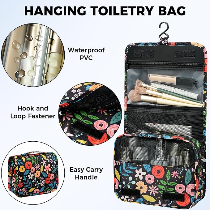 BAGAIL 9 Set Packing Cubes with Packing List Luggage Packing Organizers for Travel Accessories (Black floral) - Image 6