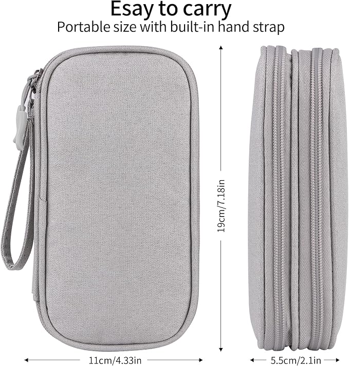 Travel Cable Organizer - Electronics Accessories Bag(Double Layer - Grey) - Image 2