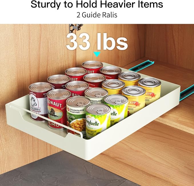 Cabinet Drawer Slide Out - Peel and Stick Pull Out Drawer for 13" Wide Cabinet and Above, No Screw Adhesive Cabinet Drawer Easily Slide to Get Item Without Digging, Avoid Item Fall Out, Black - Image 6