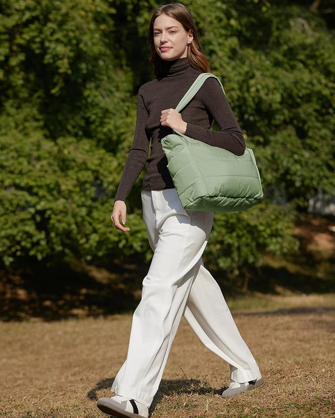 BAGSMART Tote Bag for Women, Lightweight Puffy Tote Bag with Compartments Shoulder Bag Handbag for Travel, Work, Gym | Lightweight - Image 2