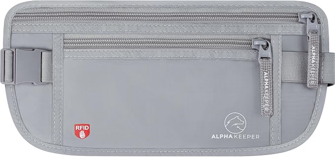 Alpha Keeper Money Belt for Travel Hidden Under Clothes – RFID Blocking Passport Holder & Slim Waist Wallet Pouch for Women & Men, Anti-Theft Travel Accessories by Alpha+Keeper