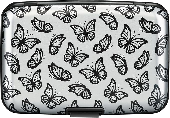 RFID Aluminum Wallet Credit Card Protector Case Holder for Men Women | Mini RFID Aluminum Wallet Credit Cards Holder Business Card Case Metal ID Case for Men Women(Little Butterflies) - Image 4