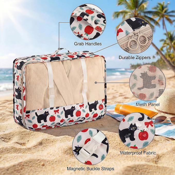 8 Set Packing Cubes for Travel with Clear Toiletry Bag, Durable Luggage Packing Organizers, Carry-On Accessories, TSA Approved See-Through Cubes, Space-Saving Storage Bags, Gifts for Women - Image 4