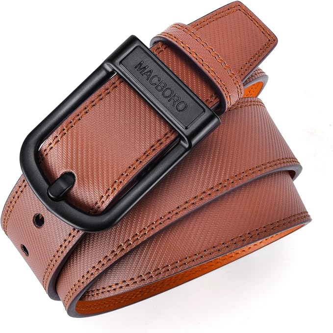 Non Metal Tsa Approved Belt Nickel Free Hypoallergenic Plastic Buckle Travel Leather Belt 1.38" by macboro
