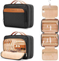 Travel Hanging Toiletry Bag for Women, Holds Full-Size Shampoo, with Jewelry Organizer Compartment, Extra Large Makeup Bag, Waterproof Cosmetic Bag, Toiletries Kit Set with Trolley Belt, Black by COOSKY