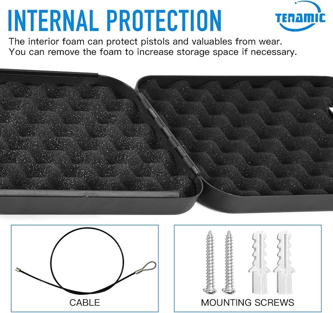 TENAMIC Pistol Safe, Portable Travel Gun Safe, Solid Steel Handgun Lock Box for Home, Gun Safes for Car, Black - Image 6