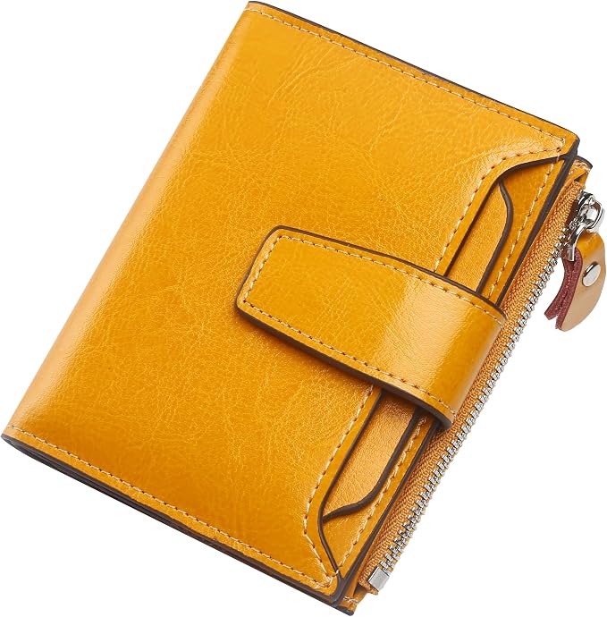 Small Compact Women Wallet RFID Blocking Genuine Leather Bifold Purse with ID Windows by Lavemi