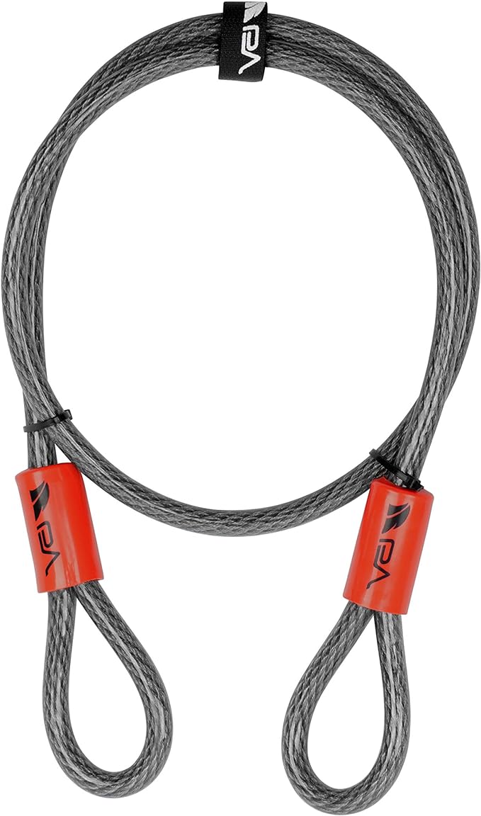 BV 4FT Heavy-Duty Security Cable Lock with Loops – Extra Thick 10mm (3/8") Braided Steel, Cut-Resistant & Weatherproof Wire Cable for Padlock, Gate, Bike, Motorcycle & Outdoor Equipment by BV