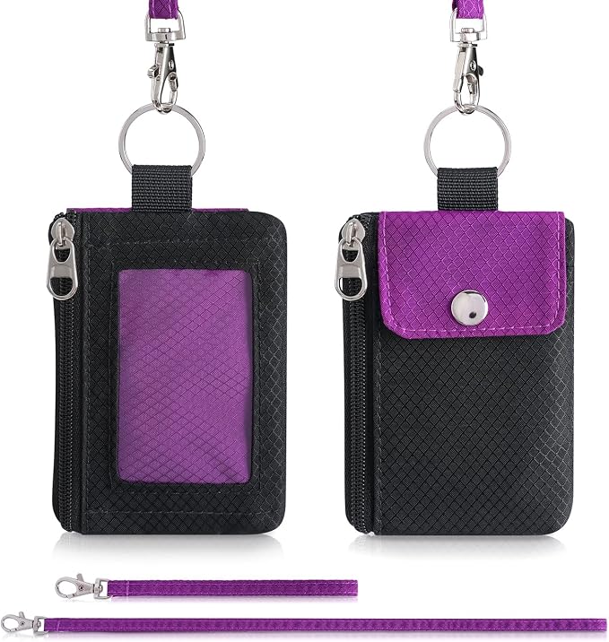 Artpaxy Minimalist Wallet For Mens Womens, Keychain RFID Blocking Zipper Small Wallet with ID Window 2 Lanyards,Water Resistant Travel Cash Card Coin Case Boys Girls - Image 7