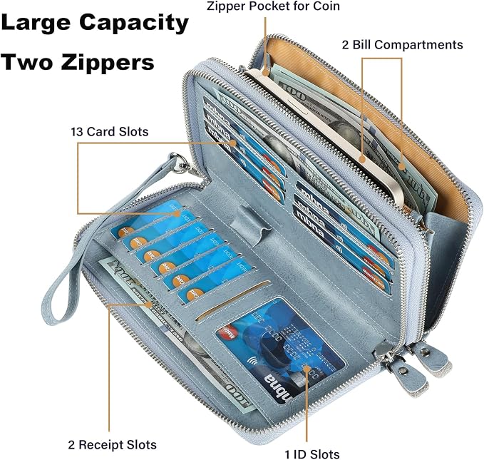 Small Compact Women Wallet RFID Blocking Genuine Leather Bifold Purse with ID Windows - Image 4
