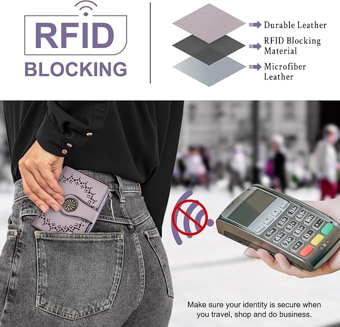 Tipmile Small Wallet for Women Bifold RFID Blocking Card Holder Leather Wallets with Zipper Coin Pocket - Image 3