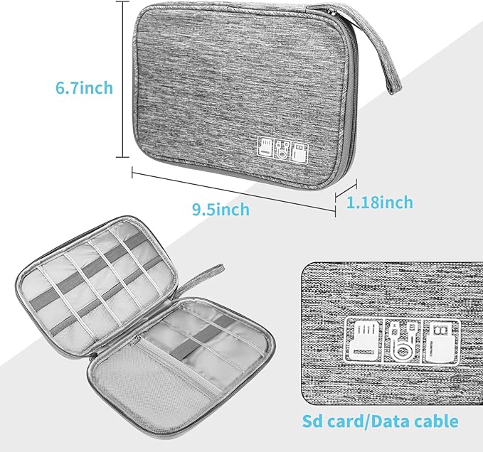 Lcsmaokin Electronics Organizer Travel Case,Electronic Accessories Storage Bag,Travel Cord Organizer Bag for Small Charging Cord Storage,Cables,2 Packs Black&Grey - Image 4
