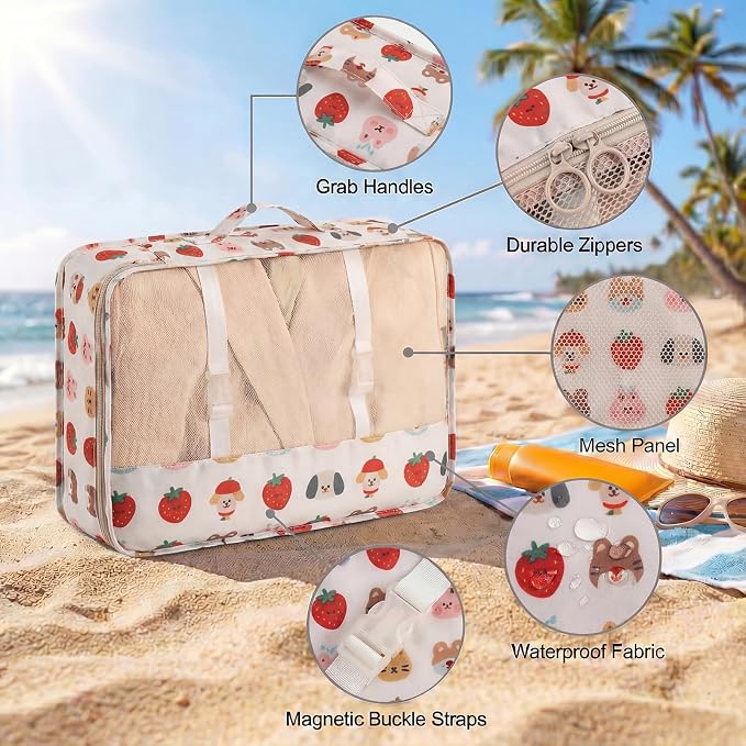8 Set Packing Cubes for Travel with Clear Toiletry Bag, Durable Luggage Packing Organizers, Carry-On Accessories, TSA Approved See-Through Cubes, Space-Saving Storage Bags, Gifts for Women - Image 4