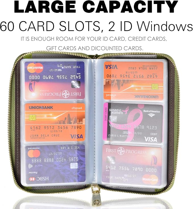 Easyoulife Credit Card Holder Wallet Womens Zipper Leather Case Purse RFID Blocking - Image 3
