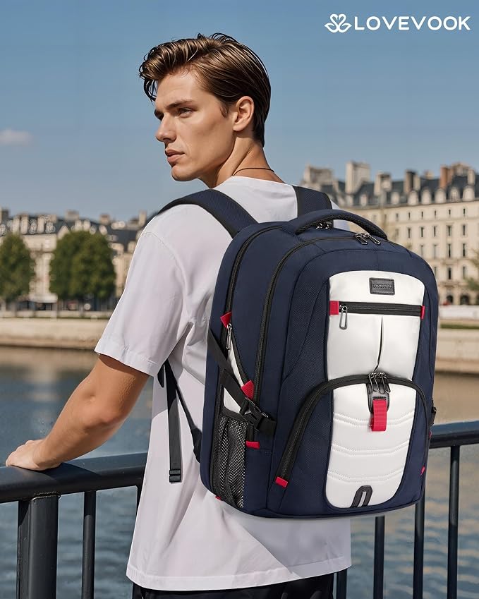 LOVEVOOK Large Laptop Backpack for Men,17.3Inch Heavy Duty Travel Backpack | TSA-Friendly with Anti-Theft,Carry On Flight Approved,College Work Bookbag,Water Resistant Business Backpack for Men Women - Image 8