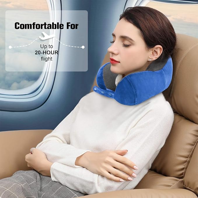 Cirorld Neck Pillow for Traveling, Travel Pillows for Airplanes,100% Pure Memory Foam Travel Neck Pillow, Adjustable Flight Pillow, Portable Plane Accessories with Eye Mask, Earplugs, Carry Bag - Image 7