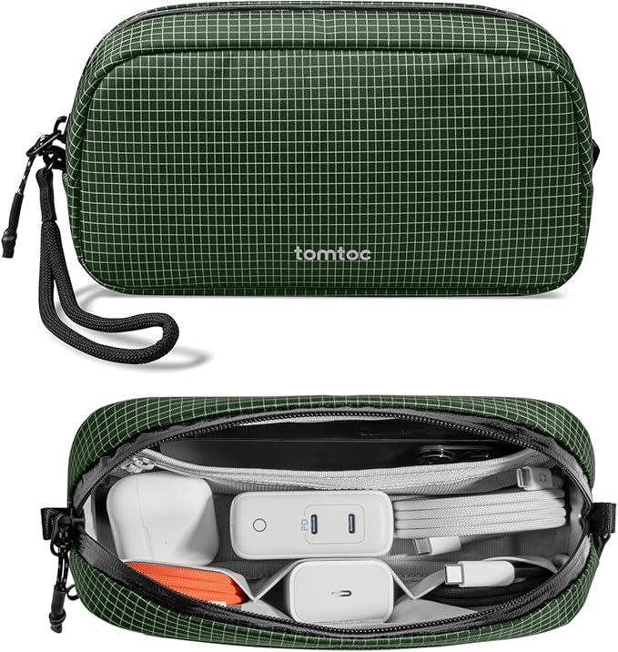 tomtoc Electronics Organizer Travel Case Performance, Cable Tech Pouch | Water Resistant Accessories Bag Carry Storage for Cord, Phone, Cables, Airpods, USB Flash Drive, Daily Items by tomtoc