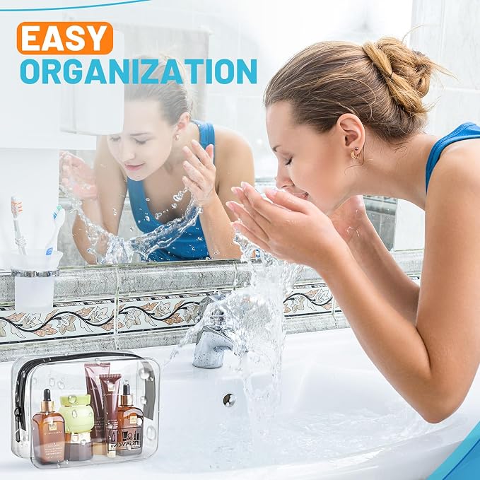 EASYFUN Toiletry Bag 2pcs TSA Approved Travel Clear Toiletry Bag for Men and Women Travel Accessories Quart Size Toiletries Cosmetic Pouch Makeup Bags - Image 7