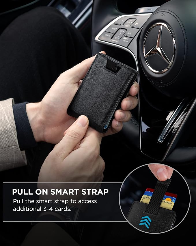 SERMAN BRANDS RFID Blocking Slim Bifold Genuine Leather Minimalist Front Pocket Wallets for Men with Money Clip Thin Mens - Image 5