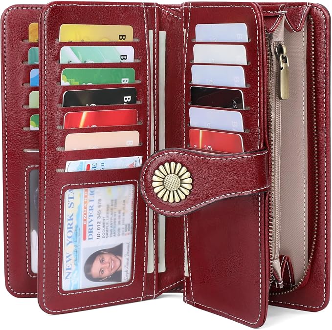 SENDEFN Wallets for Women Leather Credit Card Holder with RFID Blocking Large Capacity Wristlet | with RFID Blocking - Image 7
